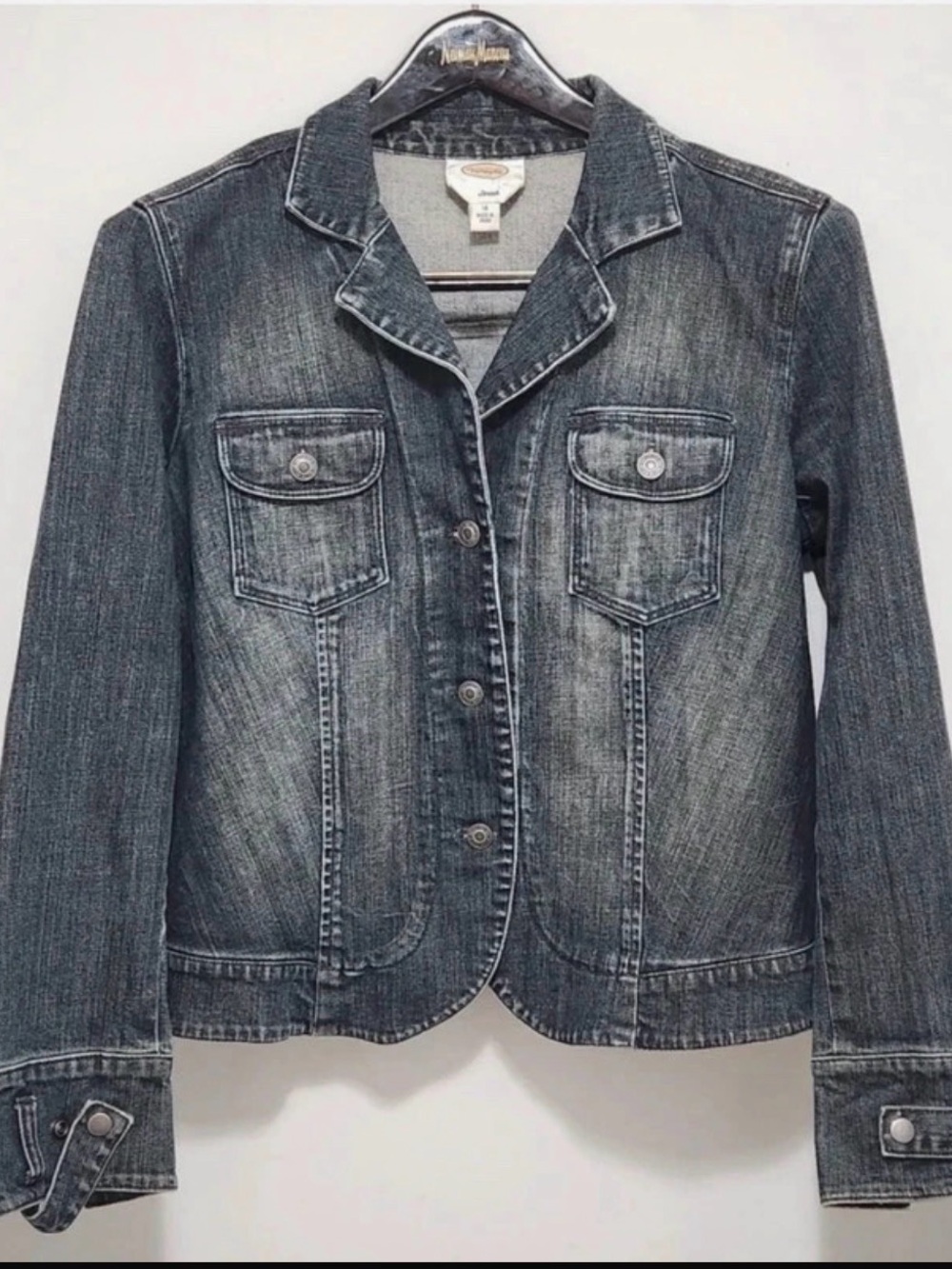 Women’s Talbots Dark Washed Denim Jacket with Button Front Size 14, Stretch